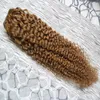 Wefts Honey Blonde Mongolian Afro Kinky Curly Hair Weave Bundles 100g Honey Blond Nonremy Human Hair Weaving