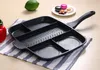 Partihandel Fryer Pan Non-Stick 5 i 1 Fry Pan Delad Grill Fry Ugnsmåltid Skillet 15 "Svart