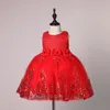 ファッション正式な新生児のウェディングドレスの赤ちゃん女の子の弓パターン1年の誕生日パーティーバプテスマのドレスの服