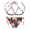 3D Print Skull Bikini Set Colorful Flower Skull Kiss Two Piece Swimsuits Skull Fingers Womens Bandage Beachwear Cheap