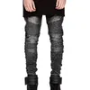 Hurtownia Mężczyzna Skinny Biker Jeans Mężczyźni 2016 Hi-Street Ripped Rider Denim Jeans Motorcycle Runway Slim Fit Myted Moto Dżinsowe Spodnie Joggers