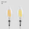 E14 E12 LED-licht 110V / 220V 4W Filament Bulb Kaars Lamp Retro Edison Glas Crystal Kroonluchters