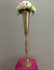 Bougeoir en métal argenté/or de 88cm de hauteur, support de bougie, pièce maîtresse de mariage, vase à fleurs en plomb de route, 12 pièces/lot