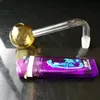 Accessoires de bangs en verre colorés, Tuyaux colorés fumant des tuyaux de verre incurvés Tuyaux de brûleur à mazout Tuyaux d'eau Tuyaux Dab Rig Bongs en verre Tuyau