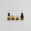 100 x 1 ml Amber Small Glass Dropper Flaskor för eterisk oljepfym Provtagning Tiny Portable Containers Mini Parfym Drop-flaskor