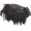 4C Afro Kinky Curly Clip i hårförlängning Asiatiska Remy Human Hair Clip Ins Full Head 7 PCS/SET FDSHINE