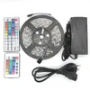 LED-remsor RGB 5050 LED-band Ljus 5M 300PCS Vattentät med 24/44 Keys IR Fjärrkontroll + DC12V5A Strömadapter i detaljhandeln