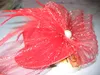 Womens Feather Fasinators hat hair clips Bows Veil Bow Feather Barrette 40pcs/lot #1643 NON BRAND