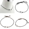 Simple and Elegant High Luster Pearls Leather Choker Necklaces Women's Punk Style Hand Knotted Fashion Jewelry