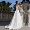 Сексуальное с плеча с короткими рукавами свадебное платье с бисером цыпочкой Applique A-Line Bridal платье Vestido de Noiva