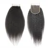 Partihandel 10st / Lot Gratis Del Kinky Straight Brazilian Lace Closure Virgin Human Hair 1B 130% 4 * 4 tums Yaki Lace Top Closes