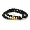 New Men's Skull Bracelets Wholesale 10 Sets 6mm Natural Matte Agate Stone Beads With Stainless Steel Skull Double Bracelets