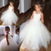 Ivory Flower Girls Dresses Wed Tulle Lace Top Spaghetti Formal Kids Wear For Party Communion Dress Tulle Cheap Toddler Pgeant Gowns