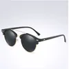 2022 mode polariserade solglasögon kvinnor märkesdesigner klassisk vintage nit runda körning solglasögon metall semi kantlös gafas lu1951720