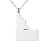 Idaho Map Stainless Steel Pendant Necklace with Love Heart USA State ID Geography Map Necklaces Jewelry for Women and Men