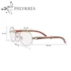 Montures de lunettes en bois pour femmes, monture métallique originale, à la mode, œil rond en bois, avec boîte et étuis 6840782