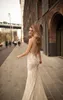 Berta Plunging Neckline Mermaid Wedding Dress Delicate Sash Appliques Bridal Gowns Sweep Train Backless Robe de mariee185m