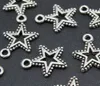 100pcs tibetansk silver fem-spetsig stjärna charms hänge dangle pärlor passar europeiskt armband 25mm