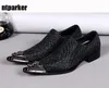 Luxo mens oxfords sapatos de couro apontou ponta de ferro dos homens sapatos de couro preto de negócios e festa zapatos de hombre, grandes tamanhos US6-12