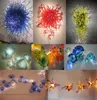 Modern Art Decoration Flower Arts Lamps OEM Mouth Blown Borosilicate Glass Craft Murano Glass Flower Hanging Wall Lamps