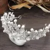 Tanie 2018 ślubne tiarascrowns Faux Pearls Rhinestone luksusowa panna młoda biżuteria