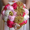 Broches dorées Bouquet De Mariage avec perles De cristal Bouquet De Mariage 2017 Flores De La Boda Ramos De Novia Bouquet De mariée