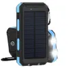 Tragbare Solarlampen-Powerbank, 10.000 mAh, externer Backup-Akku, Dual-USB-Panel-Ladegerät mit 2 LED-Licht-Karabiner-Kompass