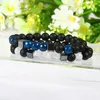 Mens Jewelry Wholesale 10pcs/lot 8mm Best Quality Matte Agate & Faceted Blue Stone Square Beaded Bracelets for men