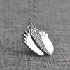 niedliche kleine Füße Winkel Flügel Doppel Anhänger Halsketten 925 Sterling Silber Liebe Baby Halskette beste chrismas Geschenk für Ihr Kind