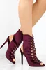 2017 мода атласные женщины ботильоны назад открыть зашнуровать пинетки peep toe mujer botas сексуальный крест ремень сапоги тонкий каблук дамы партии обувь