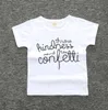 2017 Summer Ins Baby Girls Letters Printed T-shirt Kids Cotton Tops Tee Children Short Sleeve Tshirts Blue White