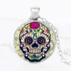 Charms Glass Dome Skull Statement Necklace Jewelry Sugar Skull Chain Choker Womenmen Handgjorda halsband Pendants Christmas Gift9714136