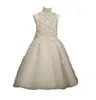 Princess Appliques Ball Flower Girl Dresses With Bow Tulle Girls Pageant Gown First Communion BF10