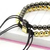 Fashion Men Energy Jewelry Wholesale 6mm Mix Colors Brass Beads with Clear Cz Ball Braided Bracelets