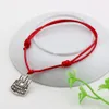 MIC 50pcs Red Waxes rope Antique silver happy birthday charm Adjustable Bracelet B-51
