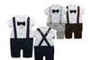 Chemise boutonnée à nœud papillon blanc pour garçon + marine bleu marine enfants en tenue d'été pour enfants en bas âge Ensembles pour enfants
