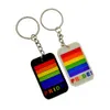 1PC Pride Silicone Rubber Dog Tag Keychain Rainbow Ink Filled Logo Perfect To Use In Any Benefits Gift