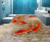 Photo Customize size style brushwork carp pond floor painting mural 3d wallpaper 3d wall papers for tv backdrop