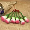 Makeup Brush 6 Pcs / Set Rose Flower Makeup Brush Set Plating Metal Spiral Handle Makeup Brush 5 Kinds Of Color