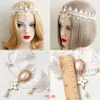 Noir/blanc dentelle fleur strass balancent ruban élastique bandeau dames mascarade fête cheveux guirlande bande chapeaux filles coiffure