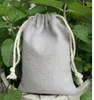 Sac cadeau en lin gris argenté, 8x10cm, 9x12cm, 10x15cm, 13x17cm, 15x20cm, paquet de 50 pochettes d'emballage en Jute pour bonbons de fête, maquillage, bijoux