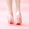 White Pointed Toe Wedding Shoes High Heels Genuine Leather Bride Pumps Women Silver Rhinestone Bridal Party Prom Shoes