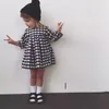 INS vente chaude nouvelle fille à manches longues robe bébé vêtements noir blanc plaid coton tutu robe de princesse pour les filles