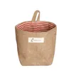Hela Zakka Style Storage Box Jute med bomullsfoder Sundries Basket Mini Desktop Storage Bag Hanging Bags 20pcslot67052523969707