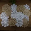 14pieces - Lot, Shabby Chic Vintage Look Heart Crochet Doilies Blanco Beige Posavasos manteles de mesa decoración de la servilleta