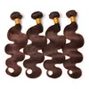 Capelli umani vergini malesi Onda del corpo Trama di capelli umani color cioccolato Marrone medio # 4 Estensione dei capelli ondulati 3 pezzi per donna