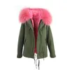 Garniture en fourrure bleue de marque JAZZEVAR 100% doublure en fourrure de lapin armée mini parkas en toile Doublure détachable femmes manteaux de neige comme style mme