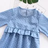 2018 New Girls Dresses Infant Toddler Clothing Baby Girls Clothes Kids Denim Dress Cute Baby Girl Polka Dot Dress Spring Autumn Baby Clothes