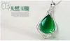Naturalne Jade Green Stone Charms Wisiorki Naszyjnik 925 Sterling Silver Chalcedon Koreański Biżuteria dla kobiet Prezenty zaręczynowe