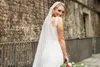 Juliet Cap One Layer Bruiloft Sluier Kathedraal Lengte Cut Edge Bridal Sluier Kant met kam 187A